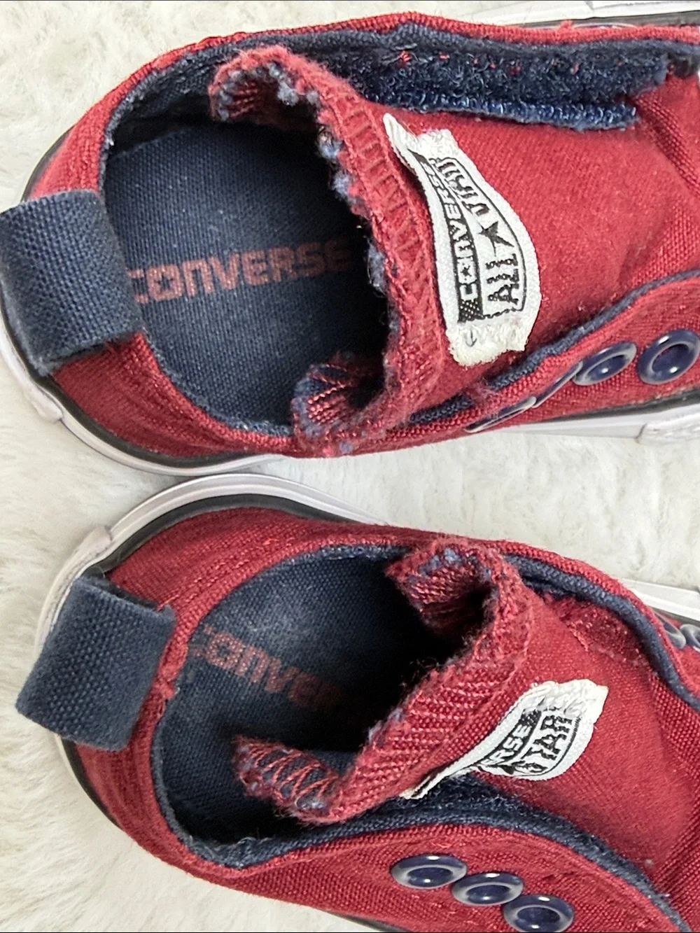Converse Chuck Taylor All Star Easy On Infant Sz 2 Red Slip On Hook Loop Sneaker